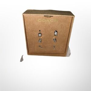 Coach Silver and White Earrings Set